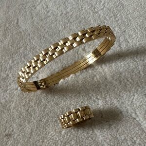 Elegant Gold Bracelet and Ring Set